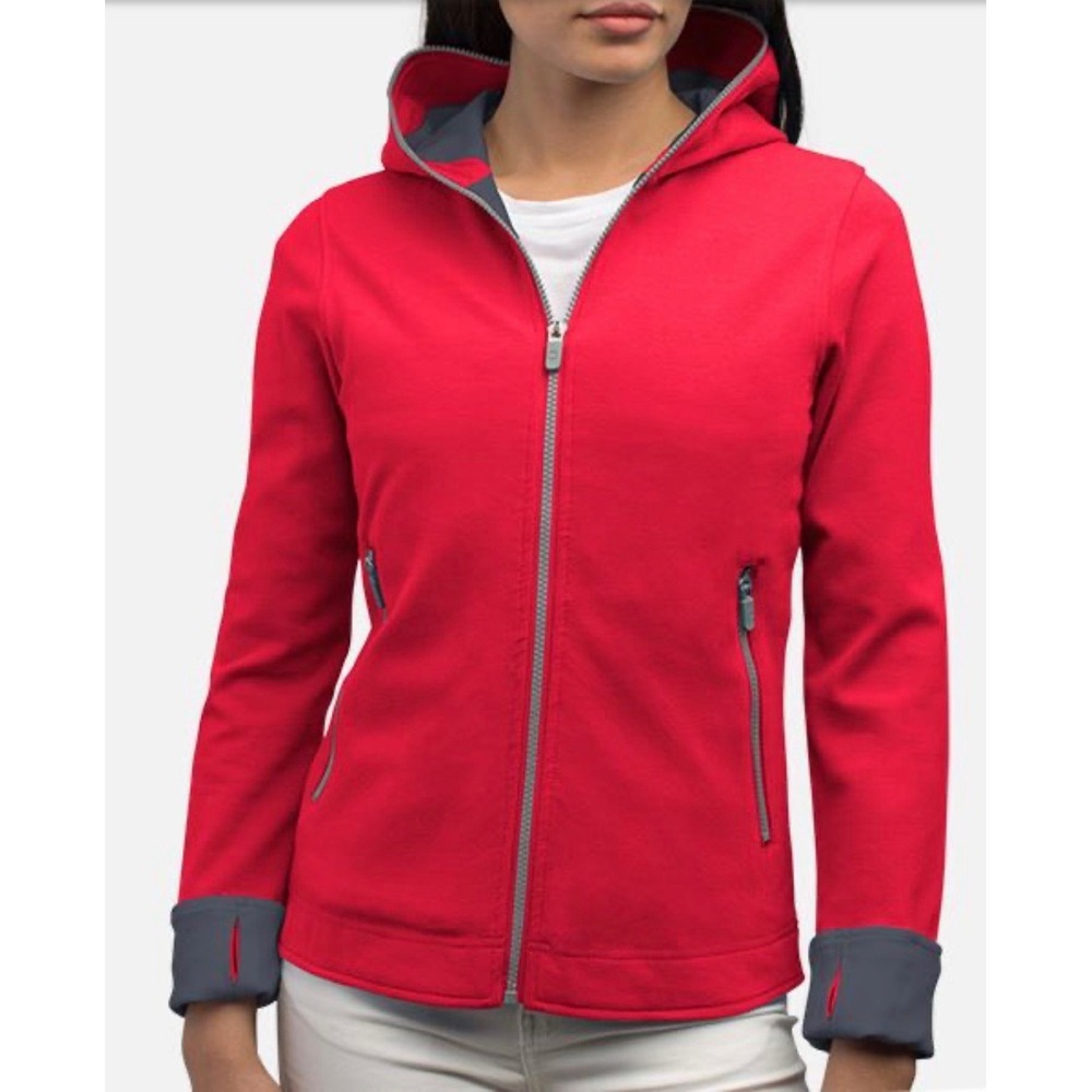 SCOTTeVEST Chloe Hoodie Womens Small Red 16 Pocket Travel Jacket TEC System Zip